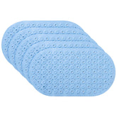 Kuber Industries Bath Mat | PVC Bathroom Mat | Shower Bath Mat | Floor Tub Mat | Bathroom Oval Mud Mat | Anti-Skid Shower Bathroom Mat | Q-02B |Pack of 5| Light Blue